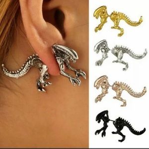 Vintage 3D Dinosaur Cool Alien Earrings